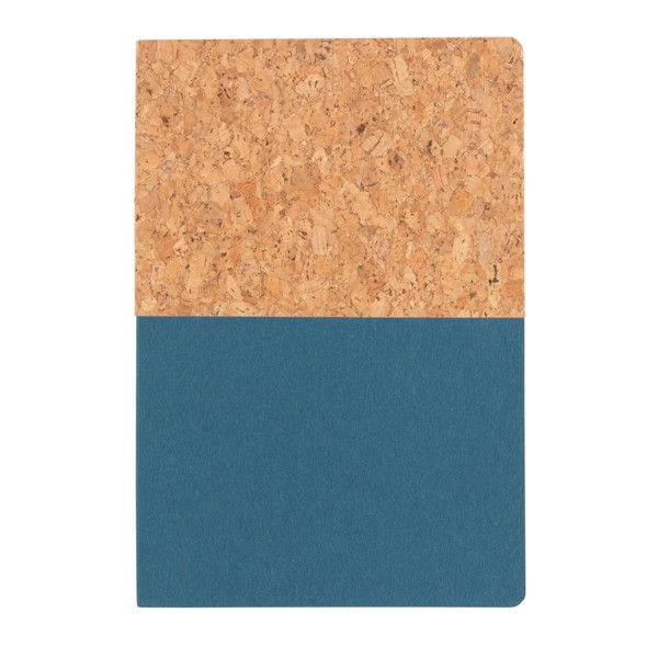 Carnet A5 à couverture en kraft et en liège - Bleu