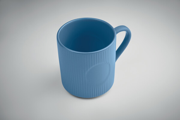 Kubek ceramiczny w prążki 340 m Ribmug - Niebieski