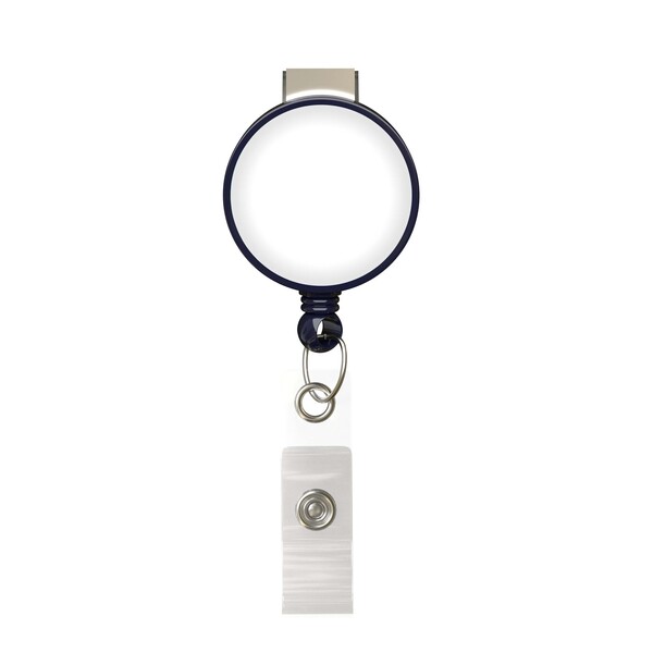 Retractable badge reel in round shape with ⌀2.8cm logo - Cool Dark blue