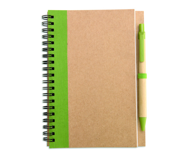 Bloc-notes recyclé et stylo Sonora Plus - Lime