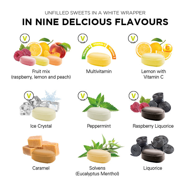 Ice Crystal sweet, unfilled, in compostable white wrapper | Ice Crystal sweets, candy, oval, 5 g