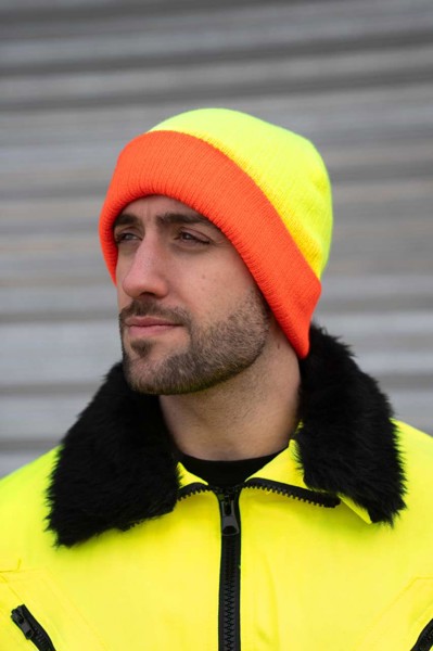 Two-Tone Knitted Hat - Metz - Orange / Yellow