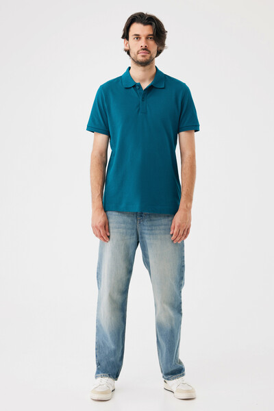 Polo tričko IQONIQ Yosemite z recykl. bavlny - Dark Teal / XS