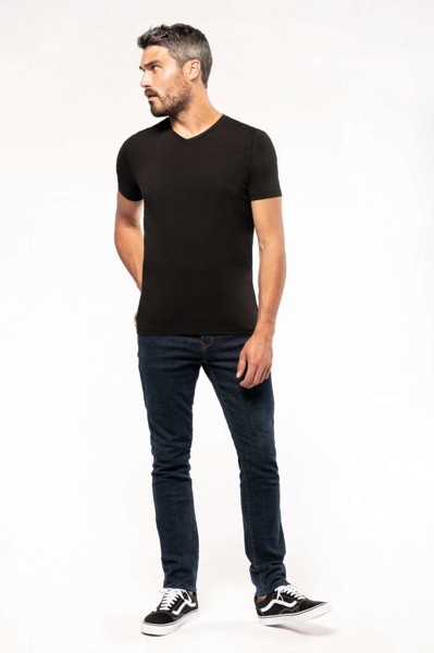 Men's Short-Sleeved V-Neck T-Shirt - White / 2XL