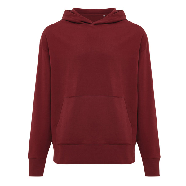 Mikina s kapucí Iqoniq Yoho relaxed fit z recykl. bavlny - Vínově Červená / XL