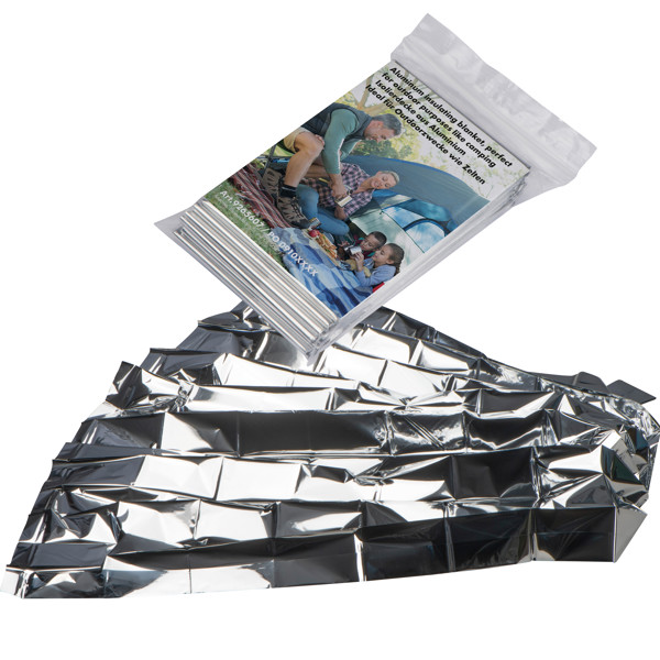 Aluminum insulating blanket in a pouch - Silvergrey