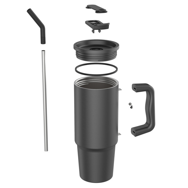 Mug 900ml en acier inoxydable recyclé Embrace RCS - Noir