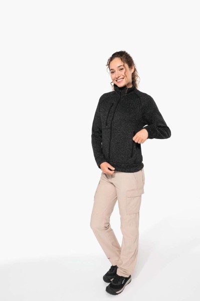 Ladies' Full Zip Heather Jacket - Dark Khaki Melange / L
