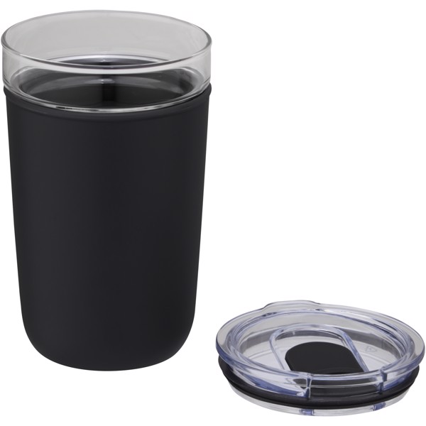 Sklenený pohár 420 ml s vonkajšou stenou z recyklovaného plastu Bello - Jednofarebná čierna