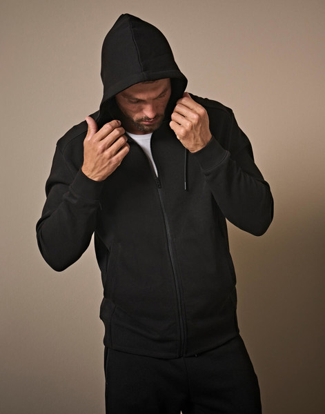 Ribbed Interlock Hooded Full Zip - Black / L