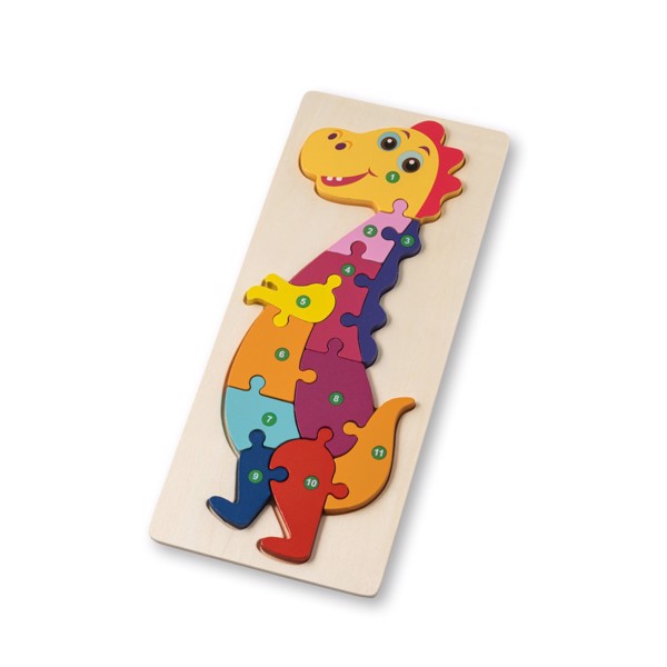 PS - DIPLODOCO. Dinosaur-shaped puzzle in pine plywood