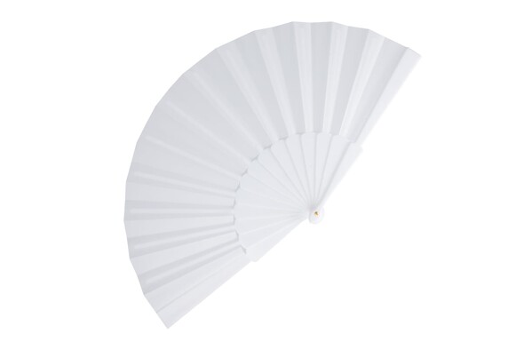 Éventail à main plastique & polyester - Blanc