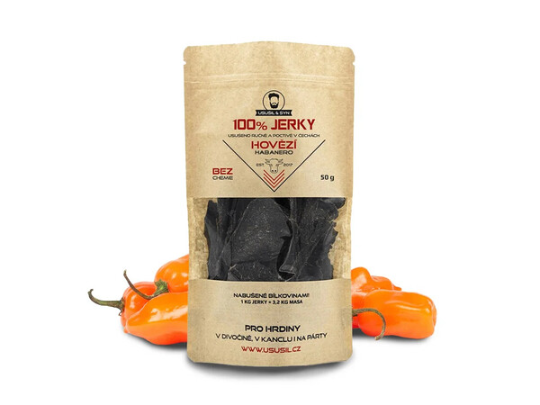 100% JERKY Hovädzie sušené mäso Habanero