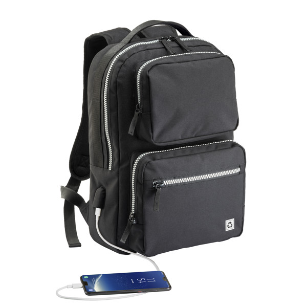 Laptop Backpack In R-Pet With External Usb Port