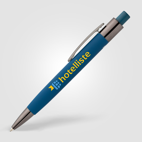 Stylo Malmö en aluminium recyclé avec corps soft-touch - Bleu roi / Laser