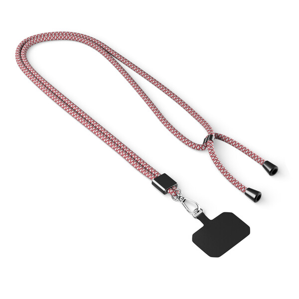 Crossbody, trendy 2-tone cord phone holder made of polyester - Medium Scarlet Red / White / Black accessories