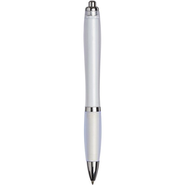 Curvy ballpoint pen with frosted barrel and grip