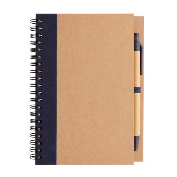 Kraft spiral notebook with pen - Blue