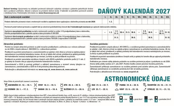 Stolový Kalendár Pracovný Riadkový 2027