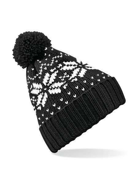 Fair Isle Snowstar Beanie - Black / White