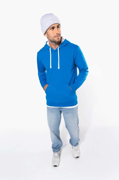 Men's Contrast Hooded Sweatshirt - White / Fine Grey / 2XL