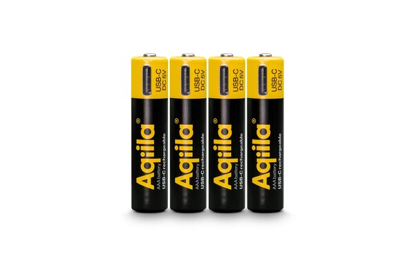 Aqiila Rechargeable USB-C Batteries AAA 600mAh 4-p