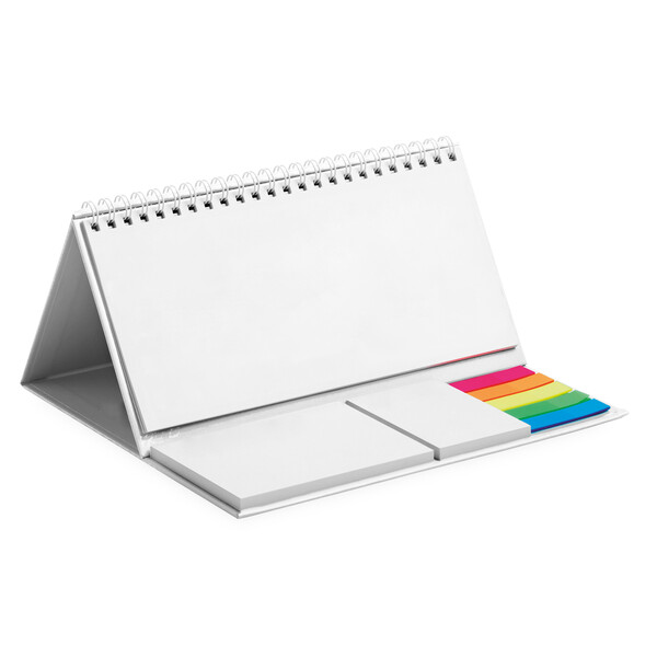 Desk calendar with hard cover, markers and memo pad - Full colour