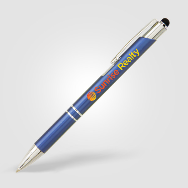 Stylo Crosby Mat Stylet coté clip - Bleu marine / Jet d’encre 4 couleurs
