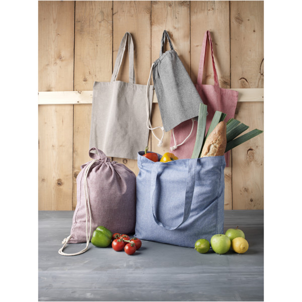 Pheebs 210 g/m² recycelte Tragetasche mit Seitenfalten 13L - heather natur