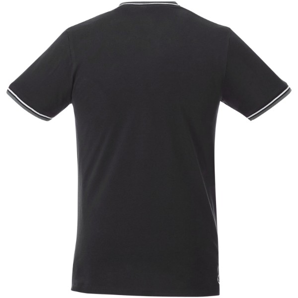 Camiseta de pico punto piqué para hombre "Elbert" - Negro Intenso / Mezcla De Grises / Blanco / M