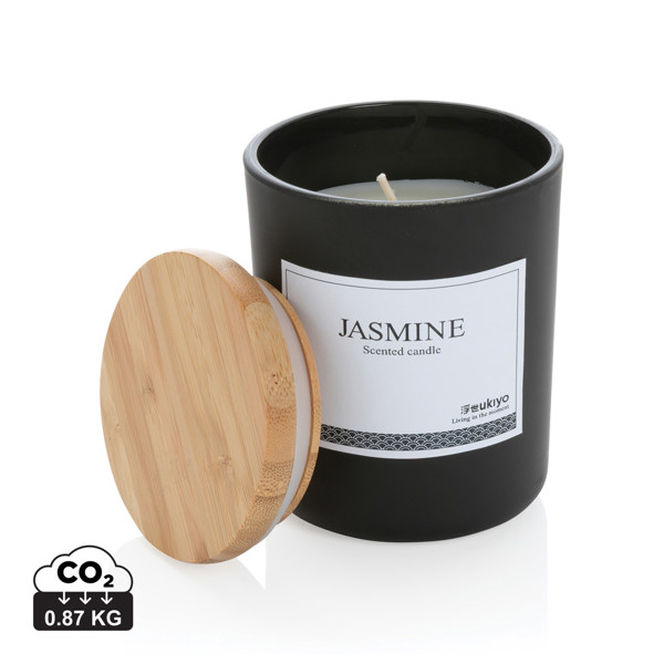 Ukiyo deluxe scented candle with bamboo lid - Black