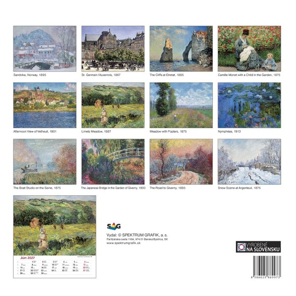 Nástenný Kalendár Claude Monet Štvorec 2027