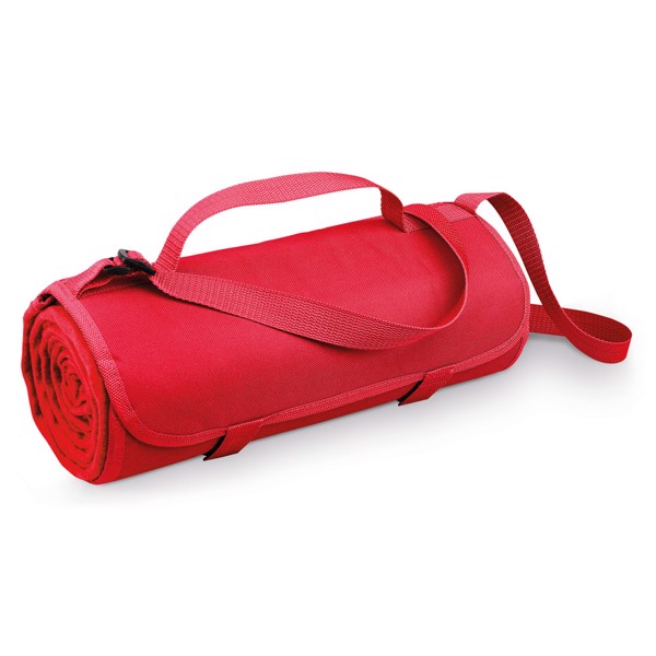 FLEECE. Fleece blanket with handle and strap (160 g/m²) - Red