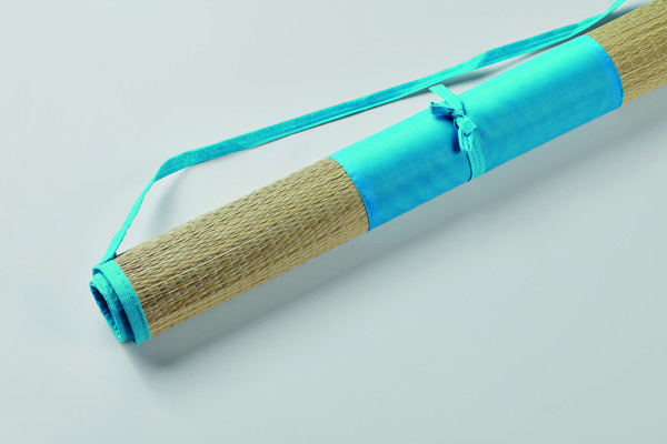 Natural straw beach mat Rafia - Turquoise