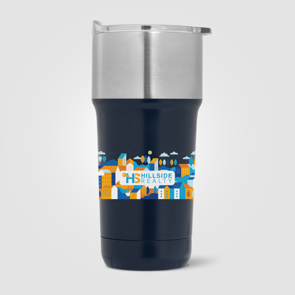 Optimus - 590 ml Gobelet à double paroi avec intérieur en céramique - Bleu marine / Laser