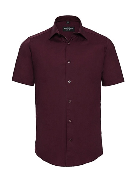 Fitted Short Sleeve Stretch Shirt - White / 4XL