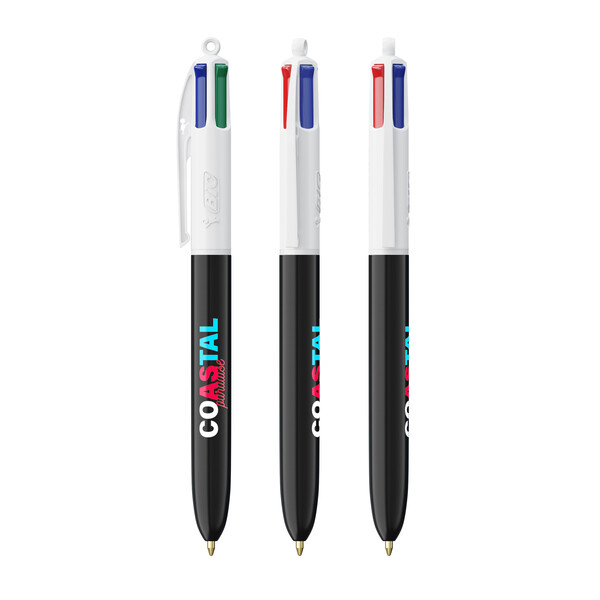 BIC® 4 Colours® ballpen - Weiß/Schwarz
