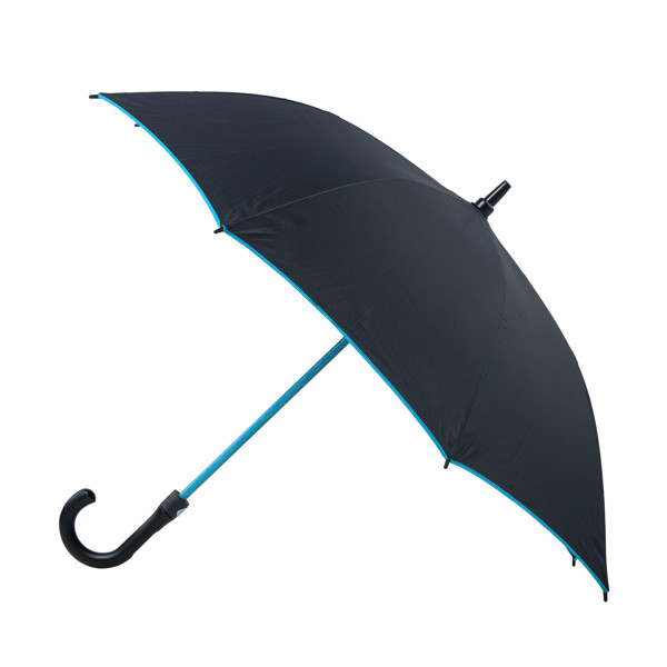Guarda-Chuva Automático, Em Pongee, Varetas Coloridas - Azul Turquesa