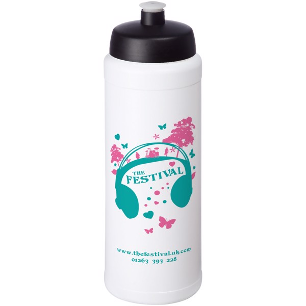 Garrafa desportiva de 750 ml com tampa desportiva "Baseline® Plus grip" - Branco / Preto Liso