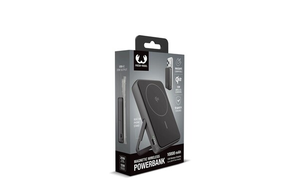 Fresh 'n Rebel Batterie externe sans fil 10000 mAh compatible MagSafe - Gris foncé