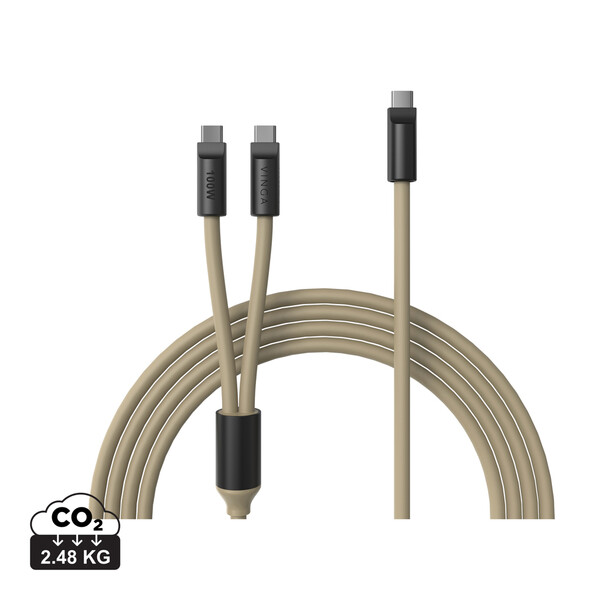 VINGA Baltimore silicone multi charging cable (C+2C) - Greige