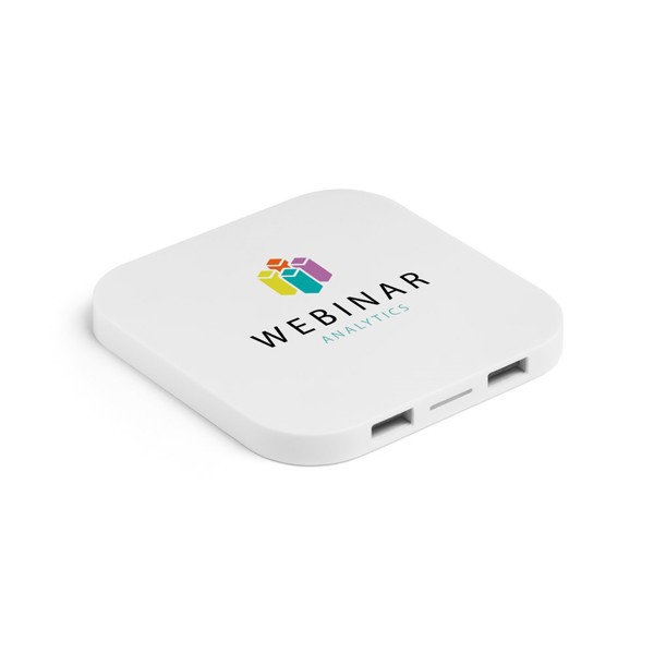 CAROLINE. ABS wireless charger and USB 2'0 hub - White