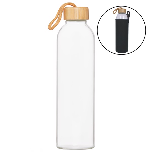 Glasflasche Mit Hülle "Bamboo" 1,0 L - Transparent