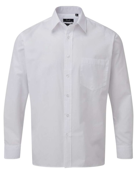 Men's Long Sleeve Poplin Shirt - White / 4XL