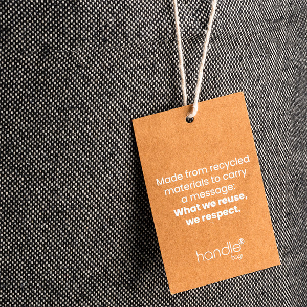 Recycled Cotton Shopper Bag 300 G/M2 With Melange Effect. Long Handles - Black