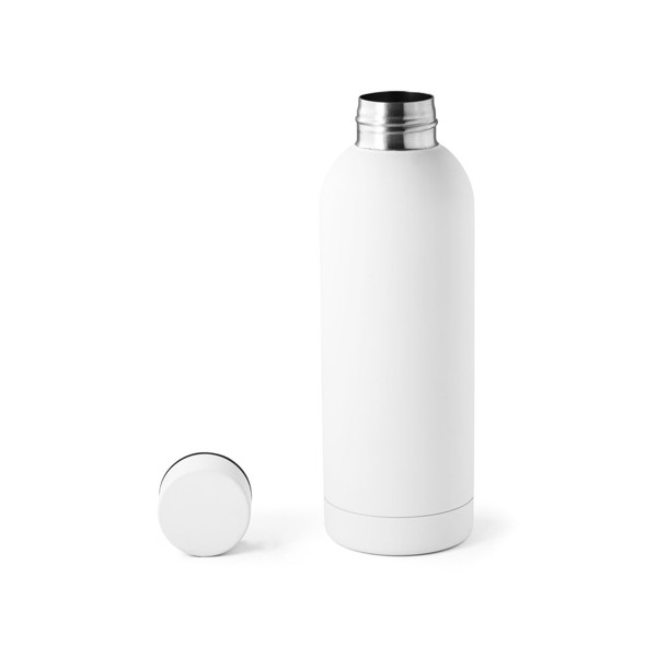ODIN. Dvoustěnná nerezová (36% recyklace) vakuově izolovaná láhev 550 mL - Bílá