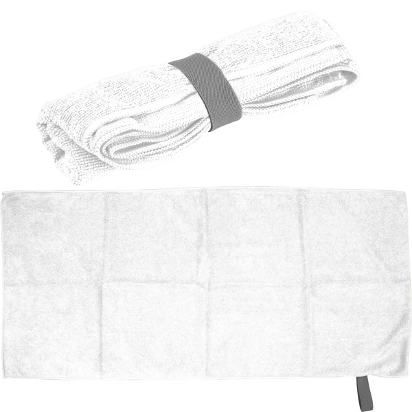 Microfibre towel with elastic band HUGH - White