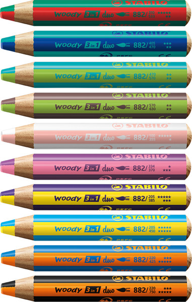 STABILO woody duo crayon de couleur, turquoise/vert clair