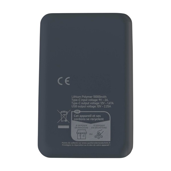 Power bank Tavi | Recycled | 10,000 mAh - black