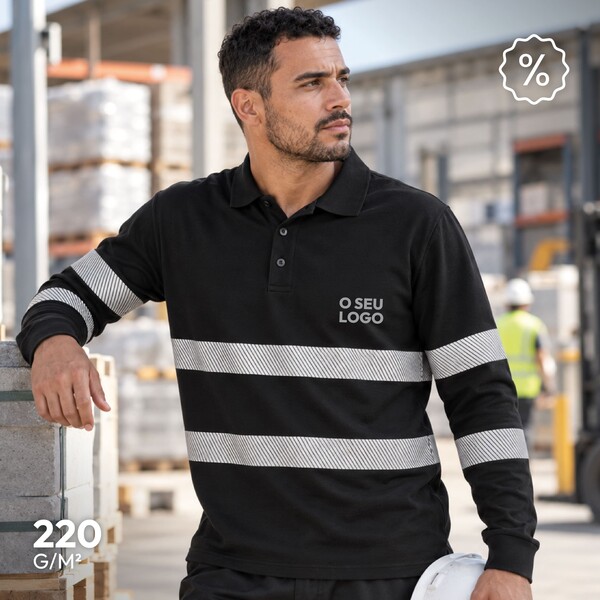 Polo de Manga Comprida com Alta-Visibilidade - Cinzento 